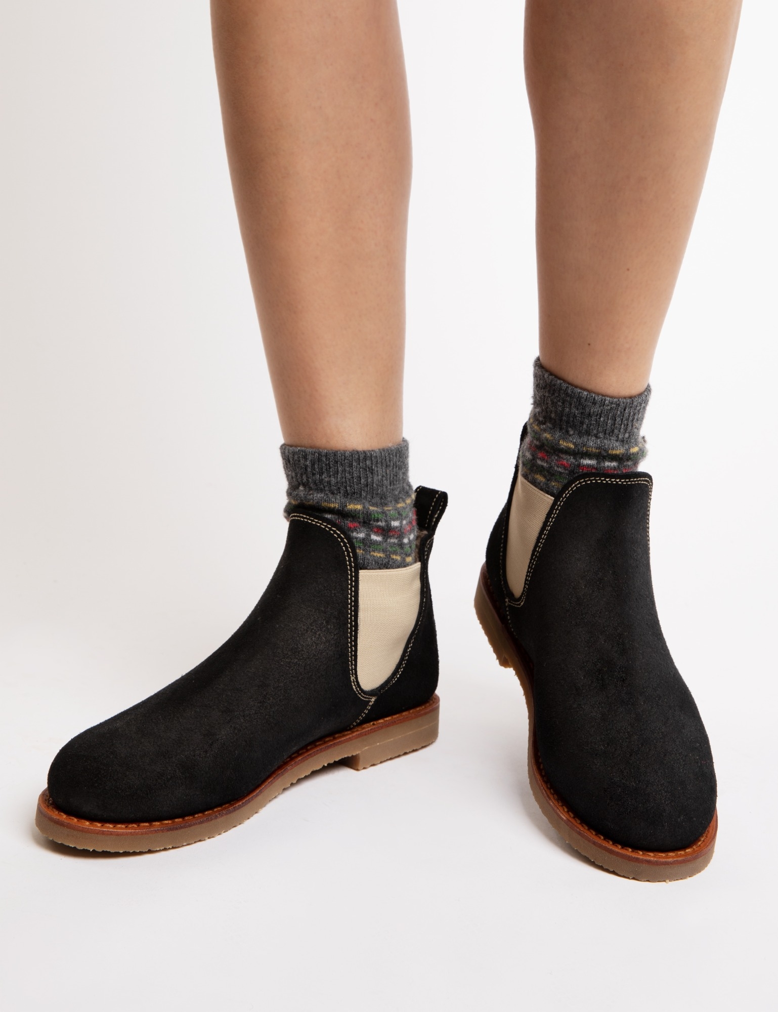 Safari Suede Shearling Boot - Black | Women's Ankle Boots | Penelope ...