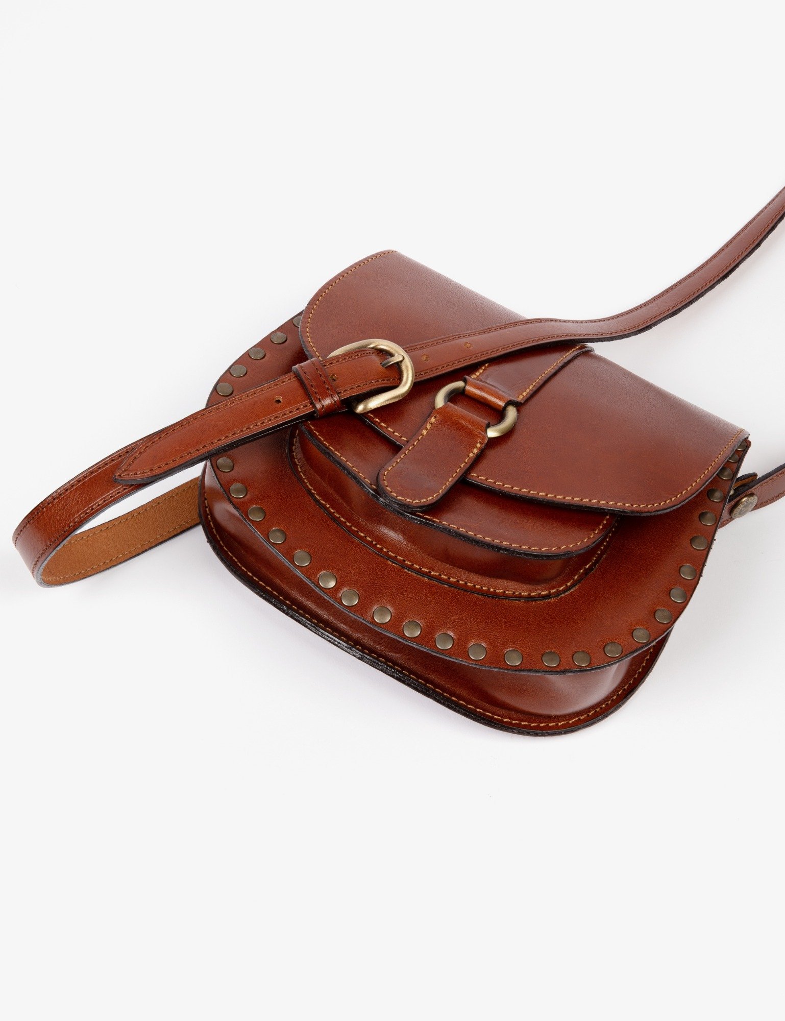 Bell Stud Leather Bag - Conker | Women's Bags & Purses | Penelope Chilvers