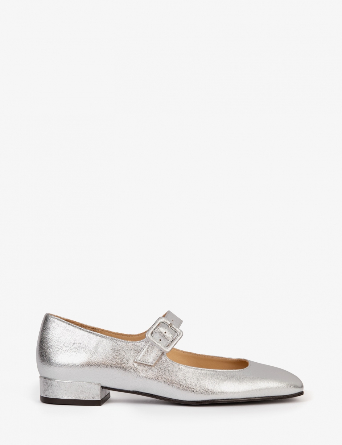 Low Mary Jane Leather Shoe - Silver | Women's Shoes | Penelope Chilvers