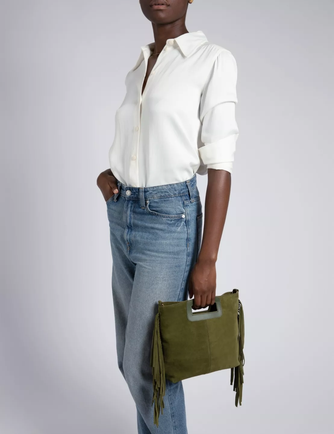 Fringe Handy Suede Bag