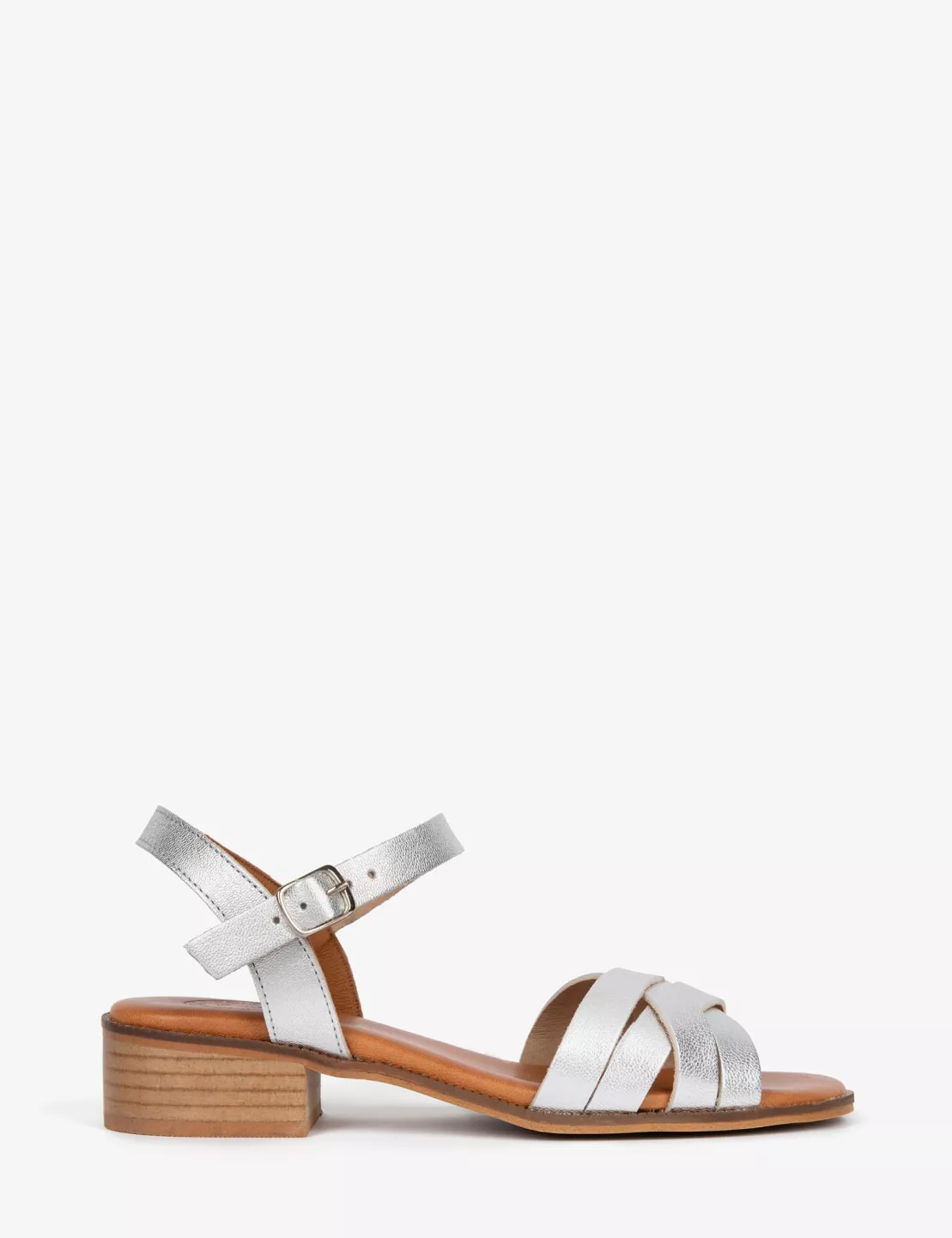 Heeled Shepherdess Metallic Leather Sandal