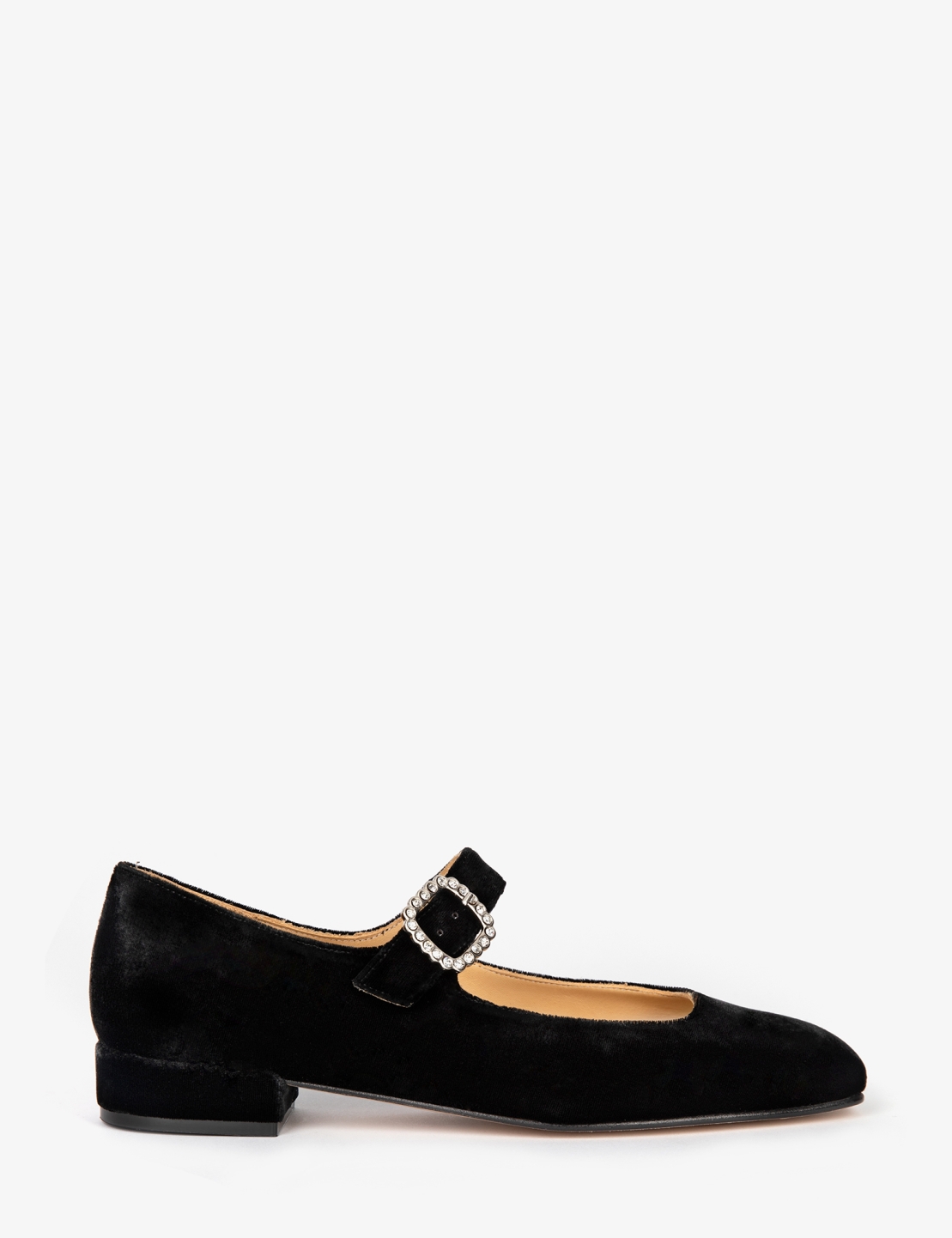 Low Mary Jane Diamante Velvet Shoe - Black | Women's Shoes | Penelope ...