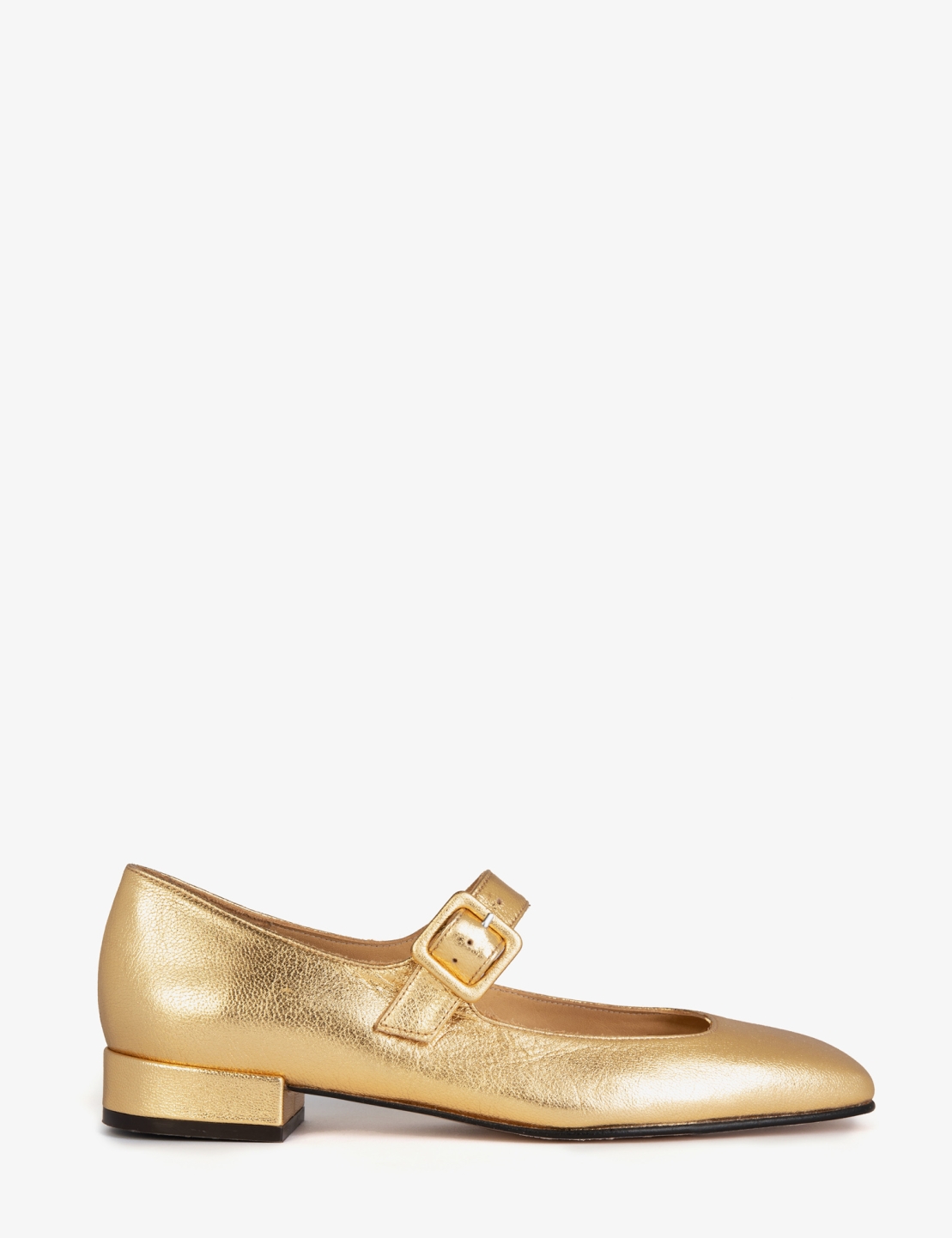 Low Mary Jane Leather Shoe - Gold