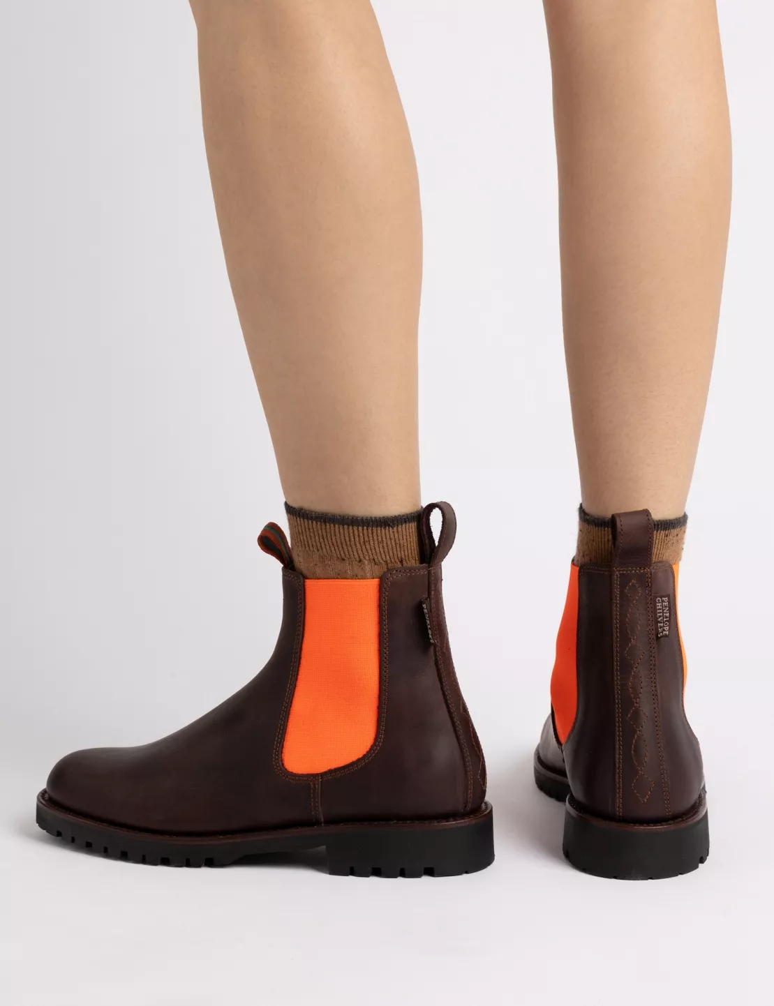 Nelson Leather Boot in Conker/Neon Orange | Women's Boots Nelson Leather Boot in Conker/Neon Orange | Women's Boots