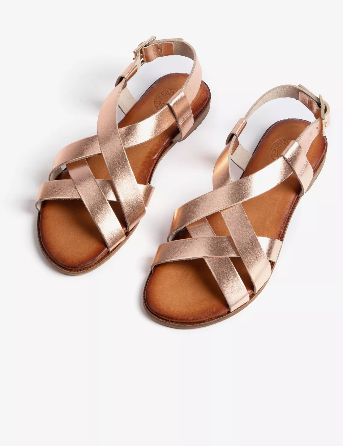 Rose gold leather sandals store