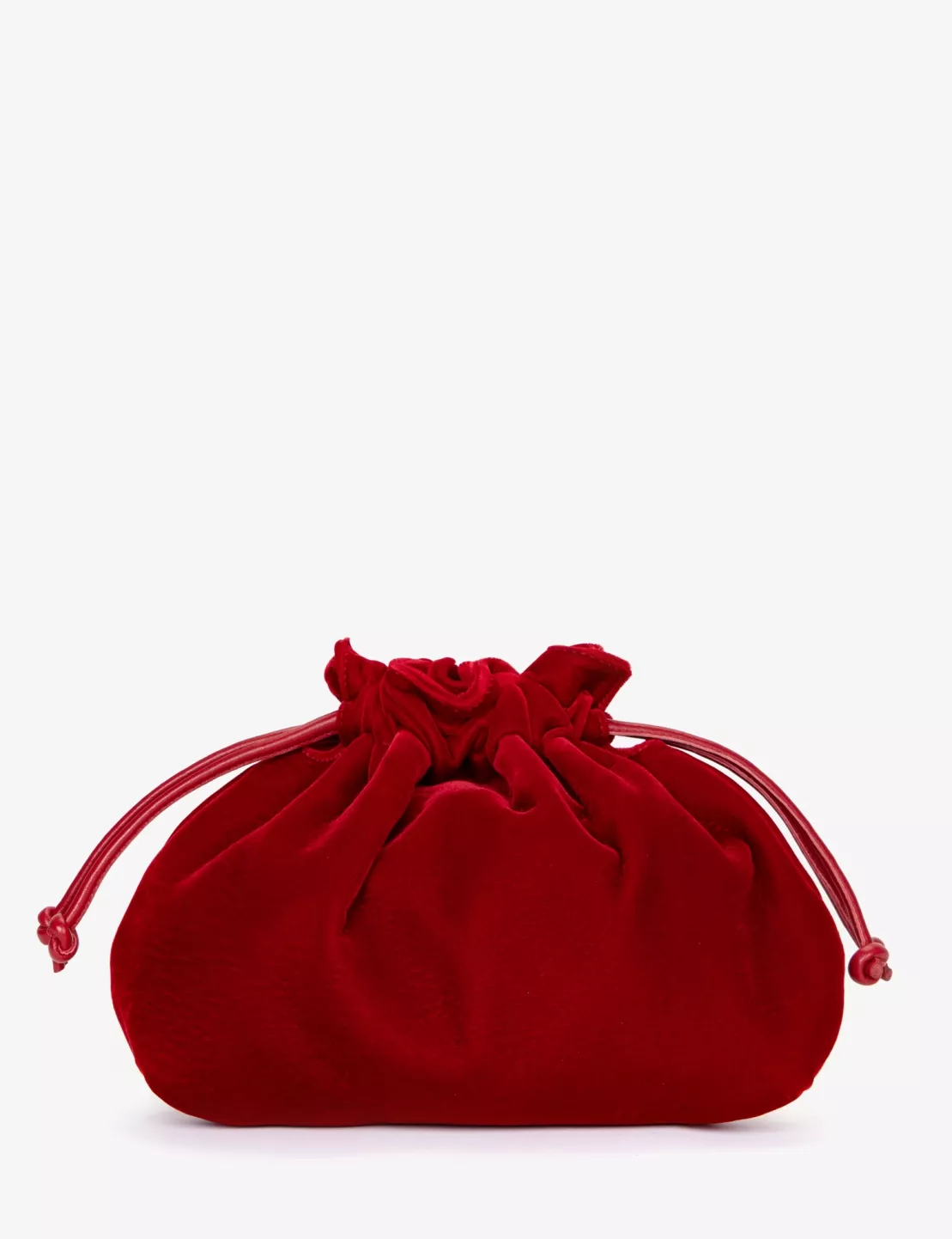 Puffball Velvet Clutch Red