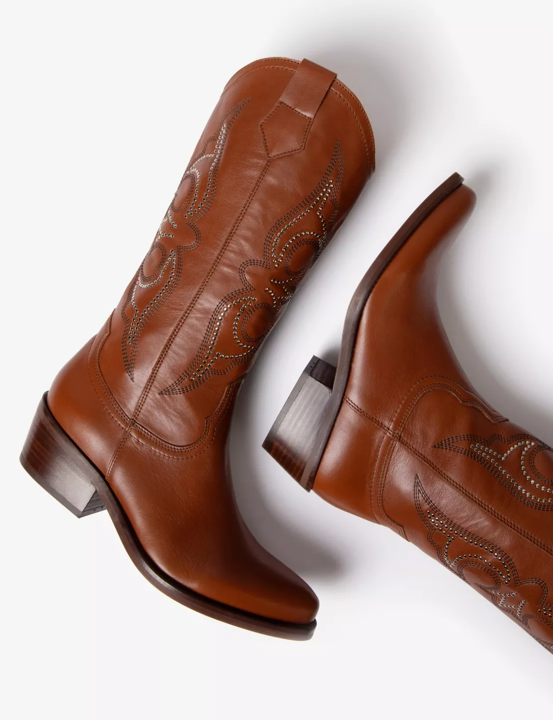 Silvestre Stud Cowboy Boot in Cognac Women s Boots Penelope Chilvers