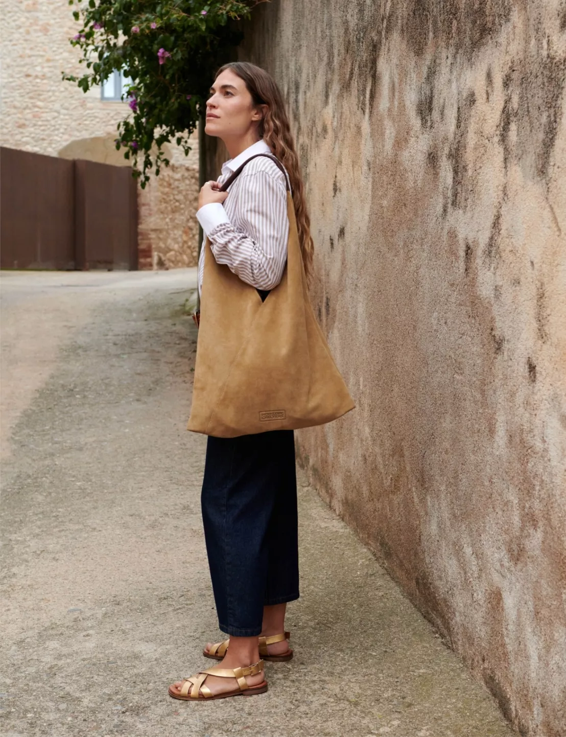 triangle suede bag sand campaign