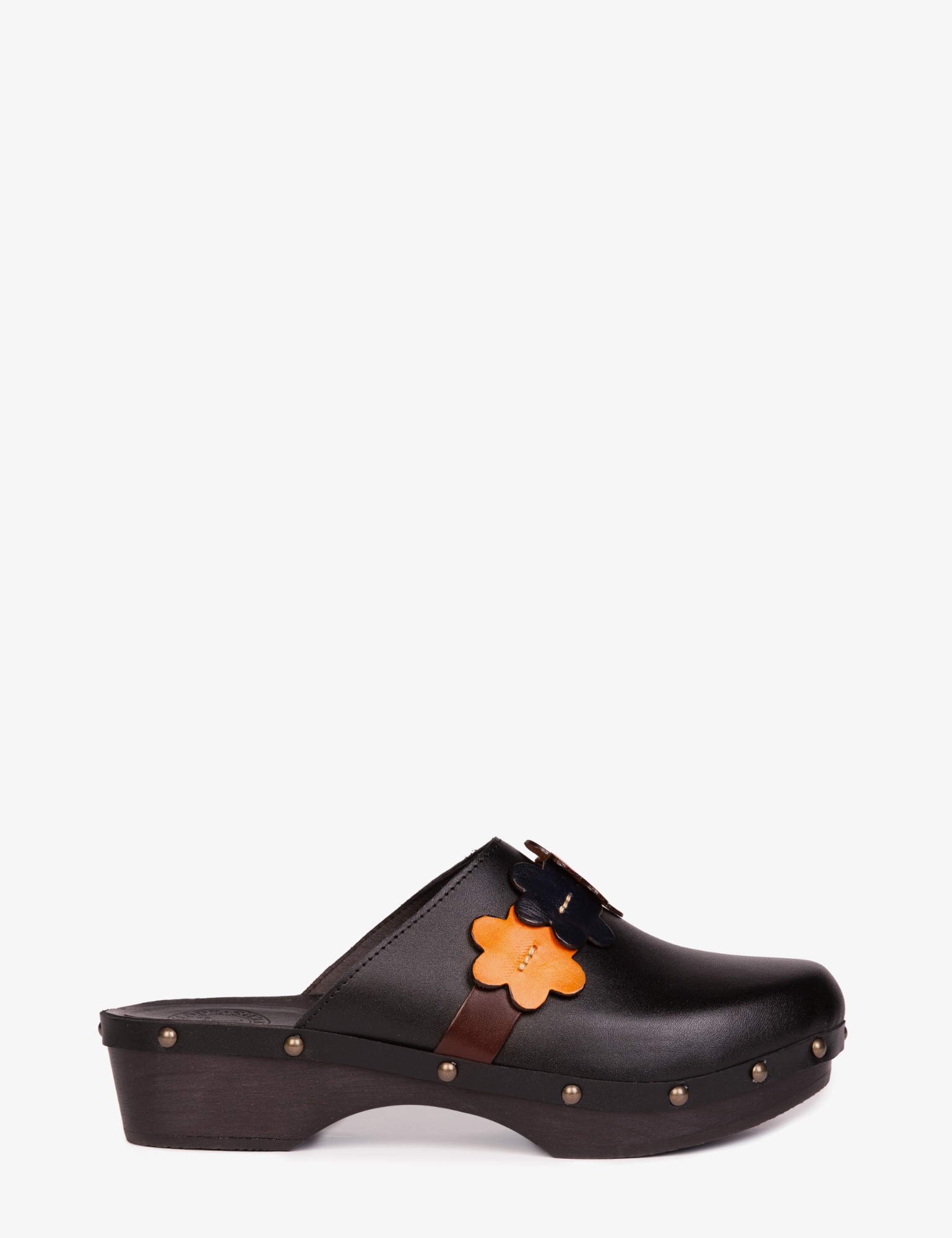 Low Floral Garland Leather Clog